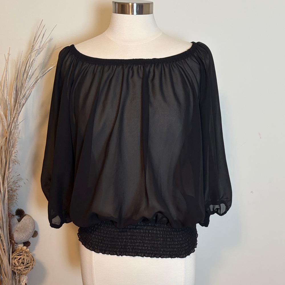 Torrid Black Chiffon Sheer Blouse